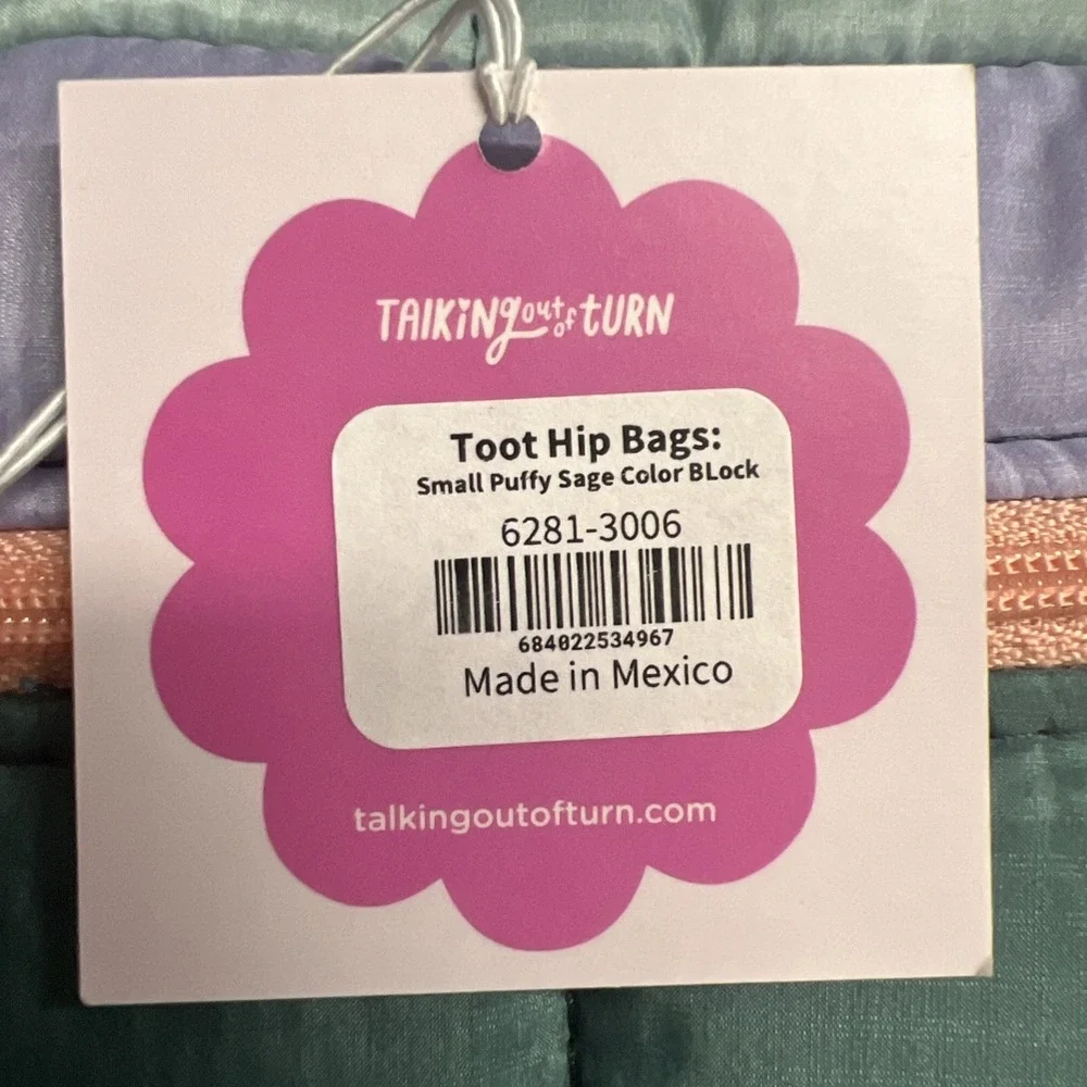 New With Tags‎ Talking Out Of Turn Toot Hip Bag Small Puffy Sage Color BLock